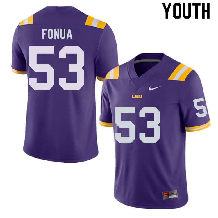 Youth #53 Soni Fonua LSU Tigers College Football Jerseys Sale-Purple